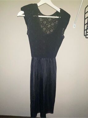 Black vintage slip dress with shoulder pads